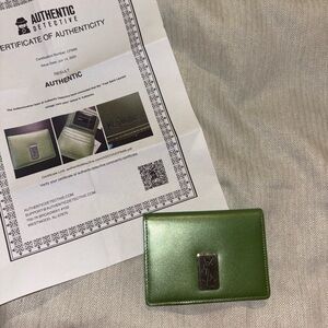 NWT YSL Yves Saint Laurent Green Card Holder Wallet